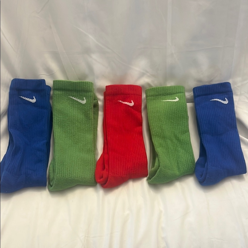 Nike Blue and Green Athletic Socks